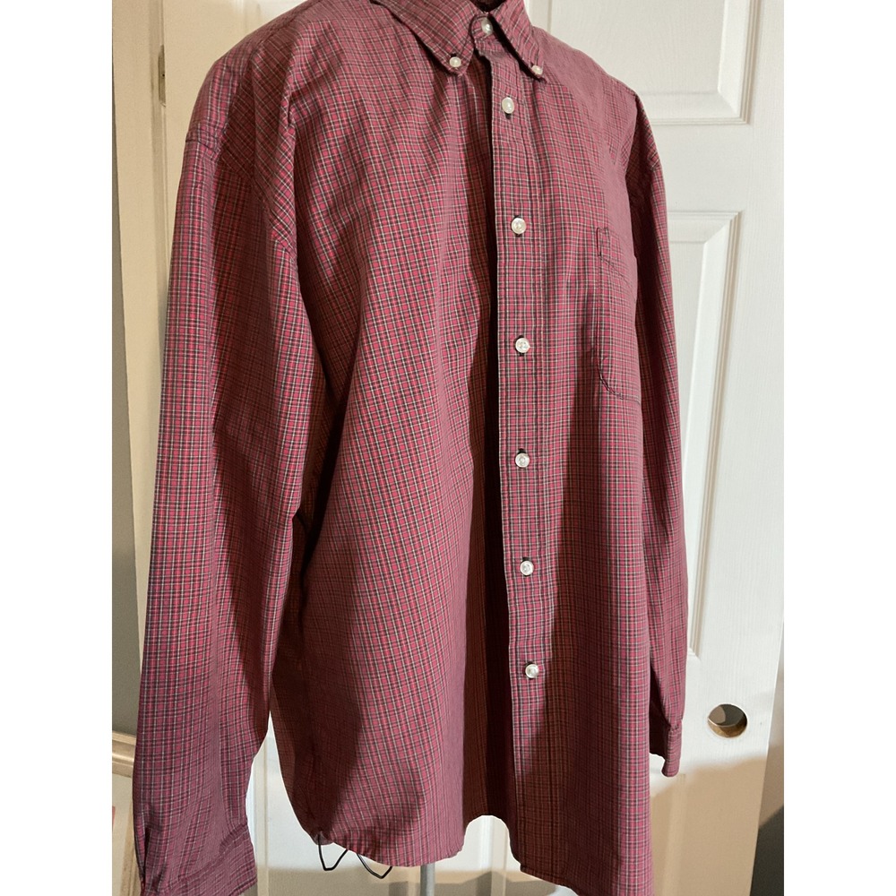 G.H. Bass & Co Mens Red Plaid Button Down Shirt Long Sleeve Cotton Large
